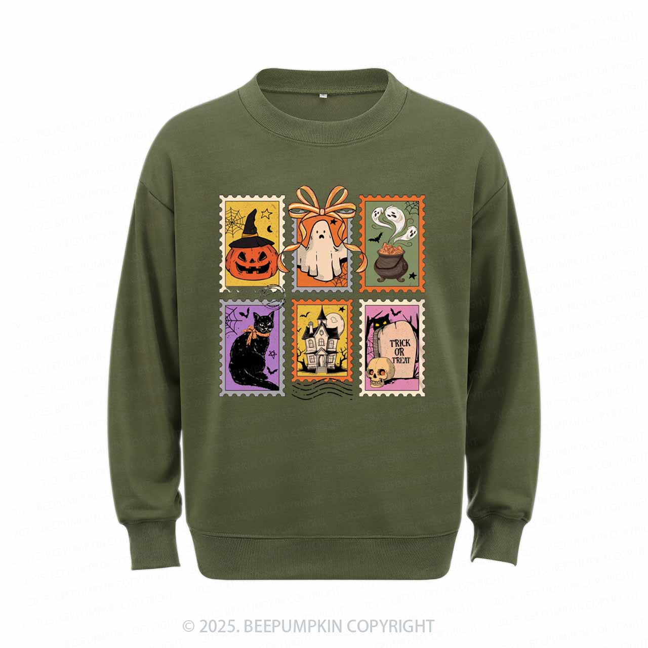 Retro Halloween Cat Ghost Sweatshirt Beepumpkin