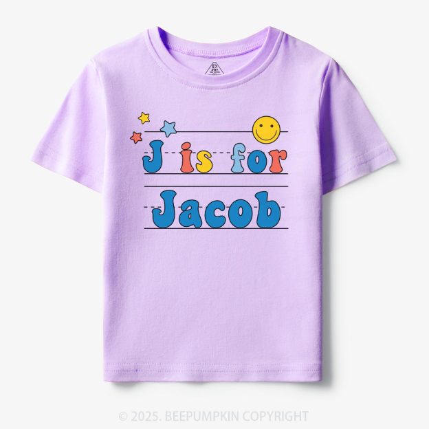 Personalized Letter Is For Name Toddler&Kid's Tees Beepumpkin