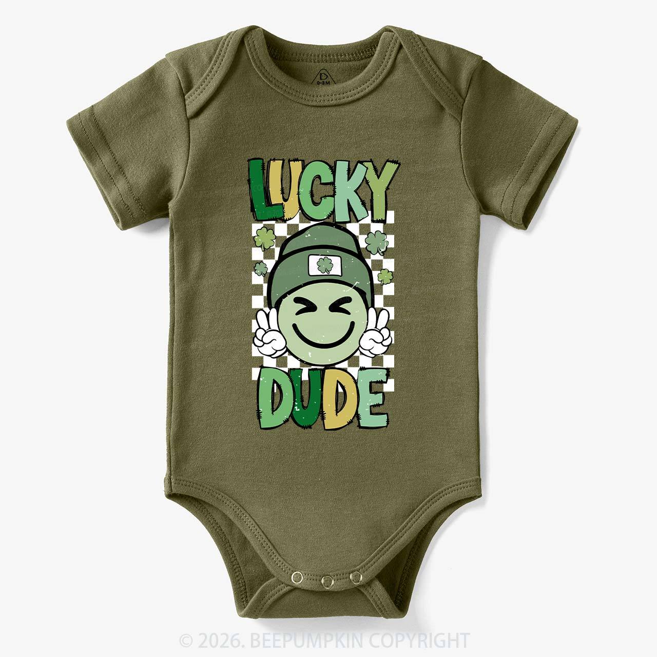 Retro Lucky Dude St.Patricks Day Bodysuit For Baby