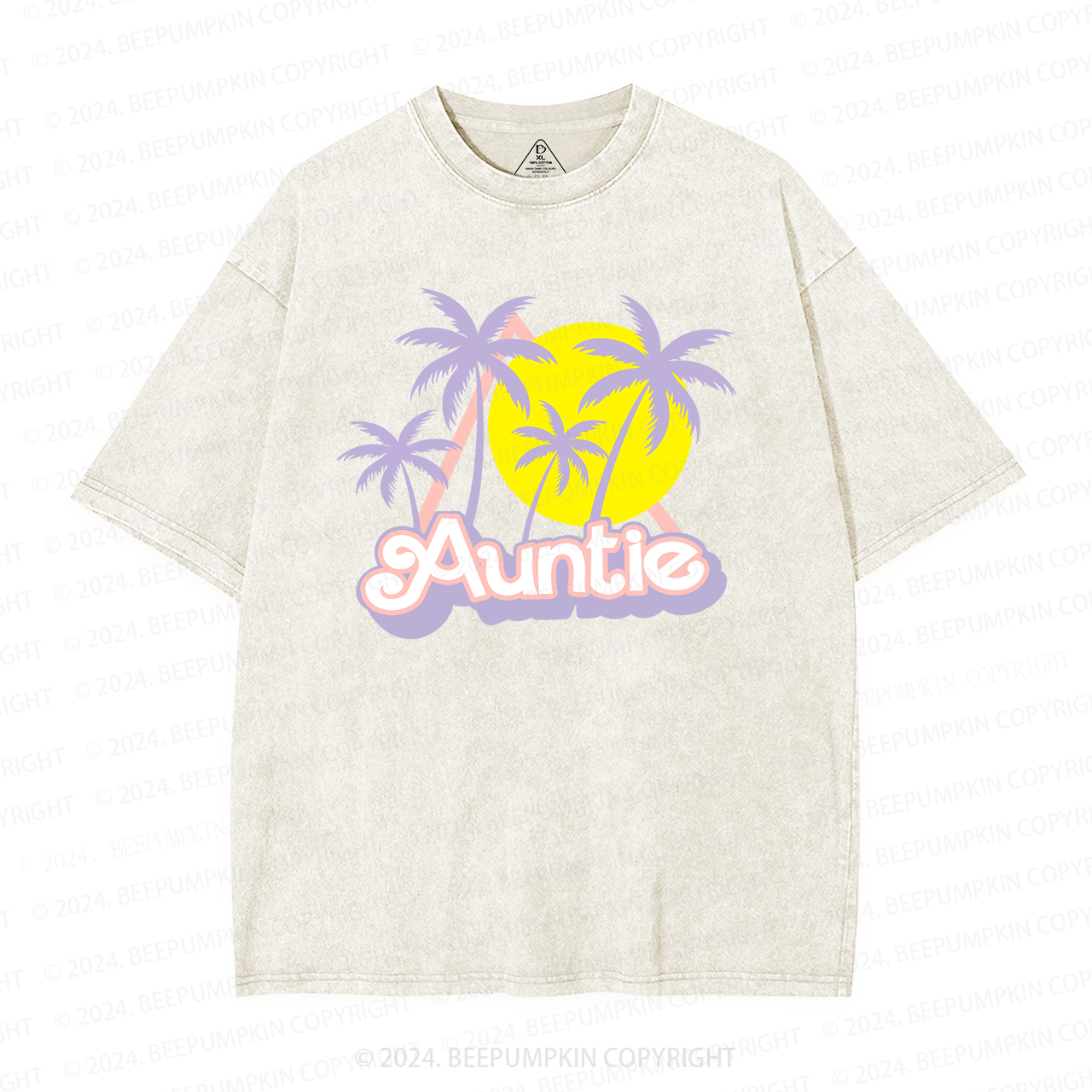 Coconut Tree Sunset Aunt Washed T-Shirts 