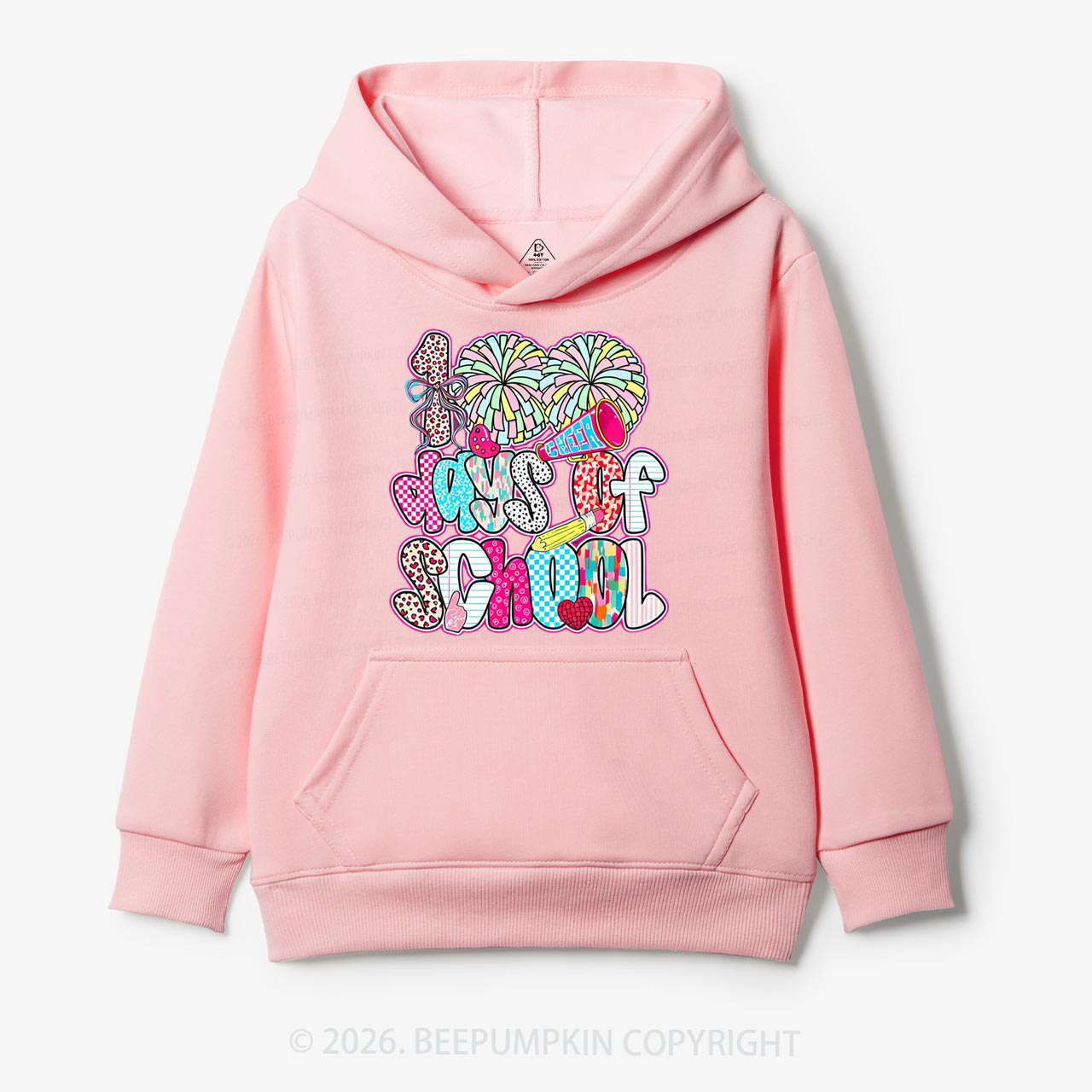 Cheer For 100 Days Pom Pom School Spirit Toddler&Kid's Hoodies