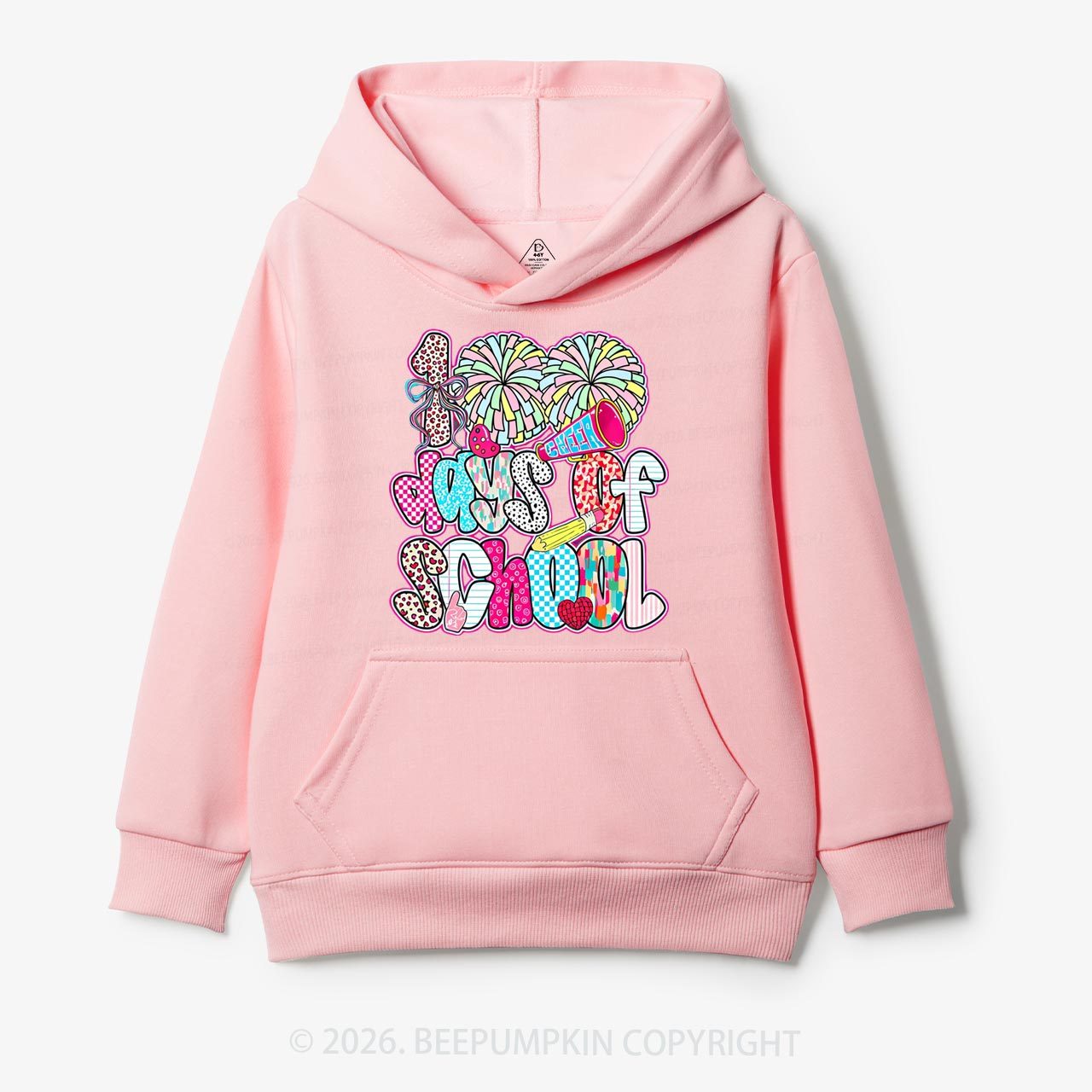 Cheer For 100 Days Pom Pom School Spirit Toddler&Kid's Hoodies