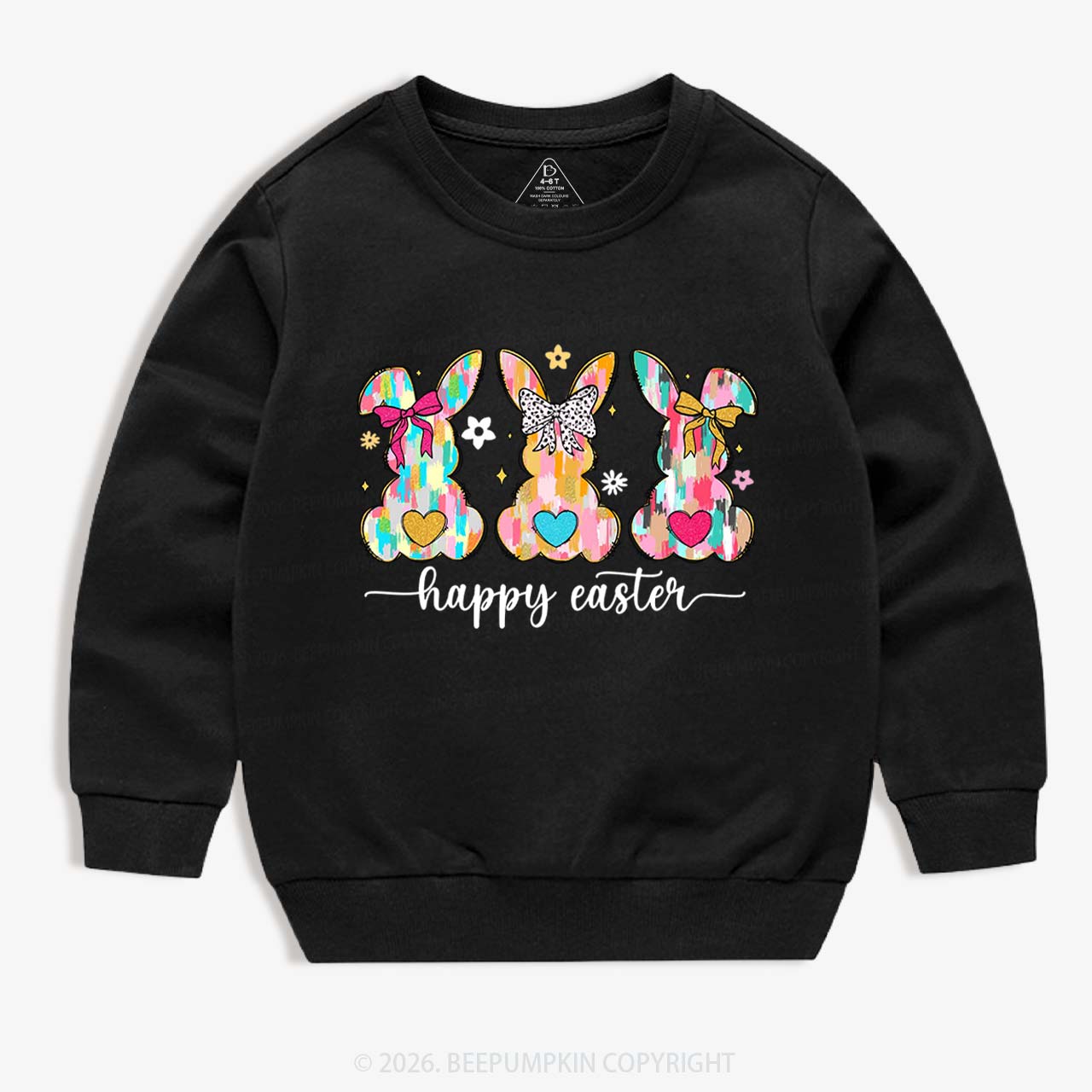Pastel Brush Happy Bunnies Kid's Sweatshirt