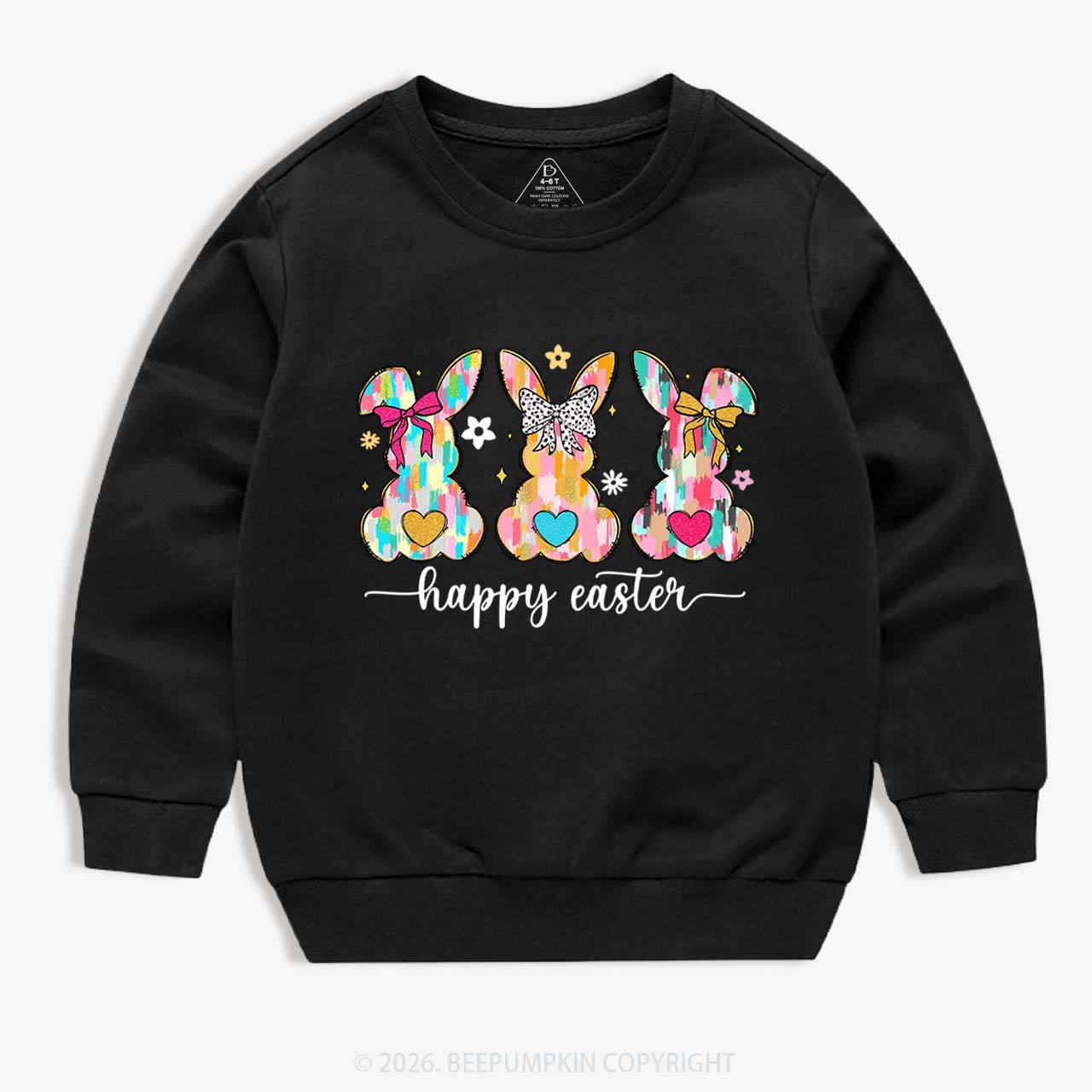 Pastel Brush Happy Bunnies Kid's Sweatshirt