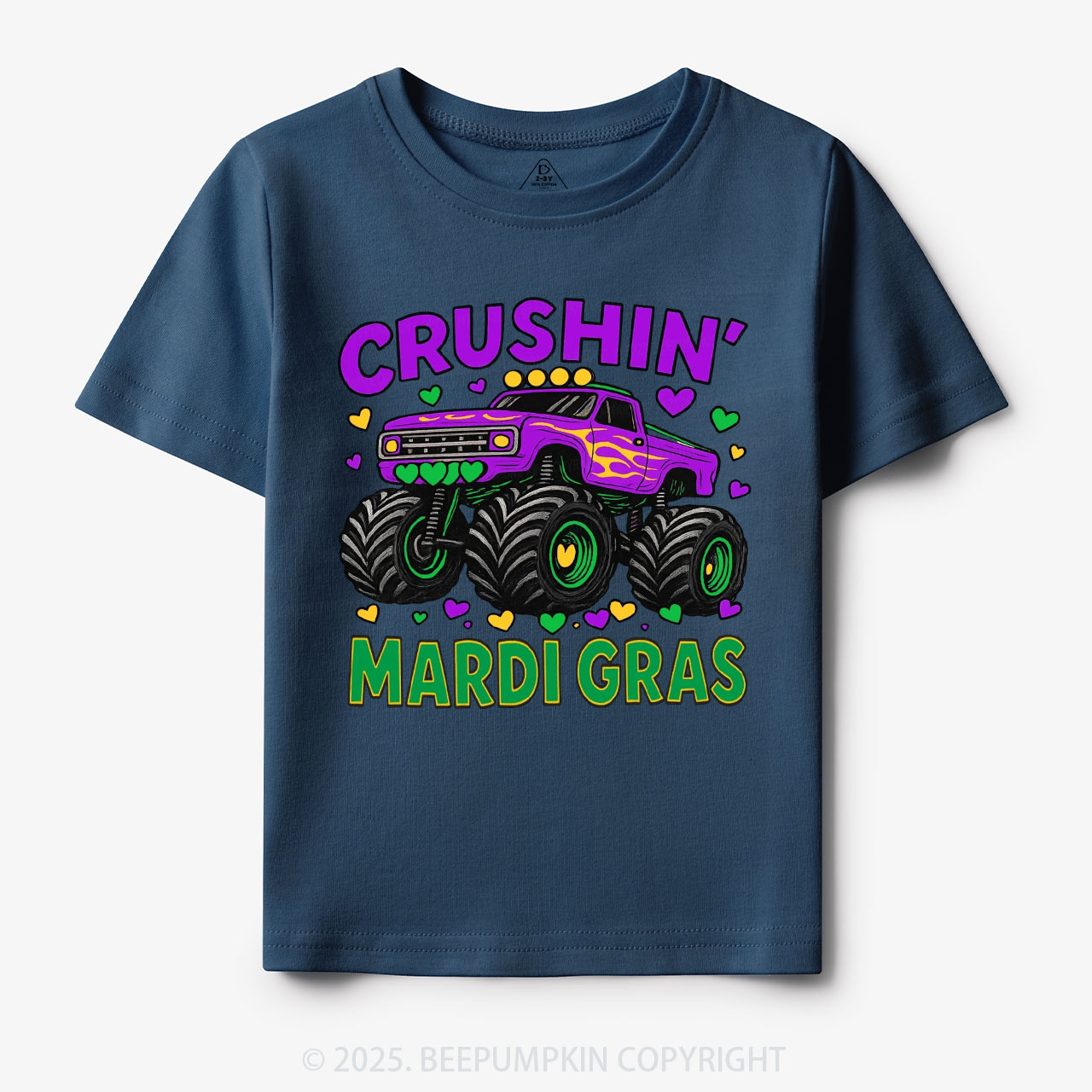 Crushin' Mardi Gras Monster Truck Toddler&Kid's Tees Beepumpkin