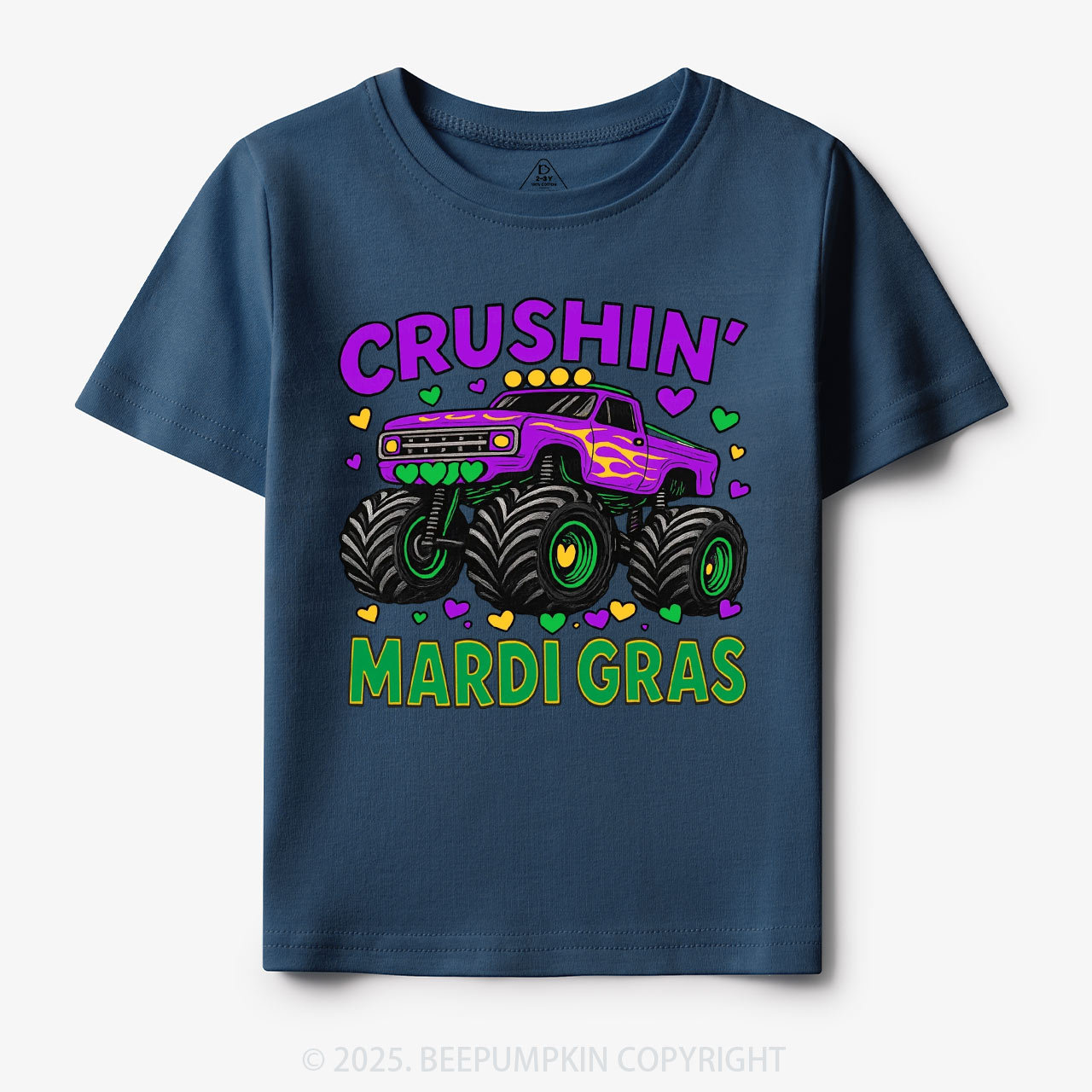 Crushin' Mardi Gras Monster Truck Toddler&Kid's Tees Beepumpkin