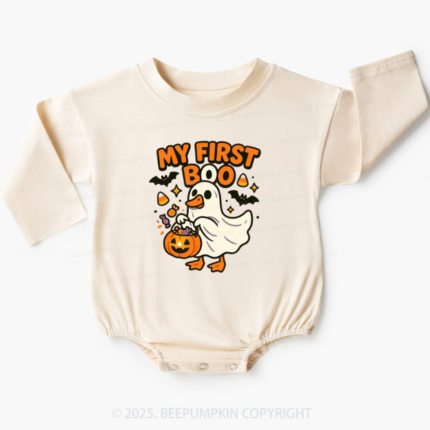 My First Boo Halloween Baby Bubble Romper Beepumpkin