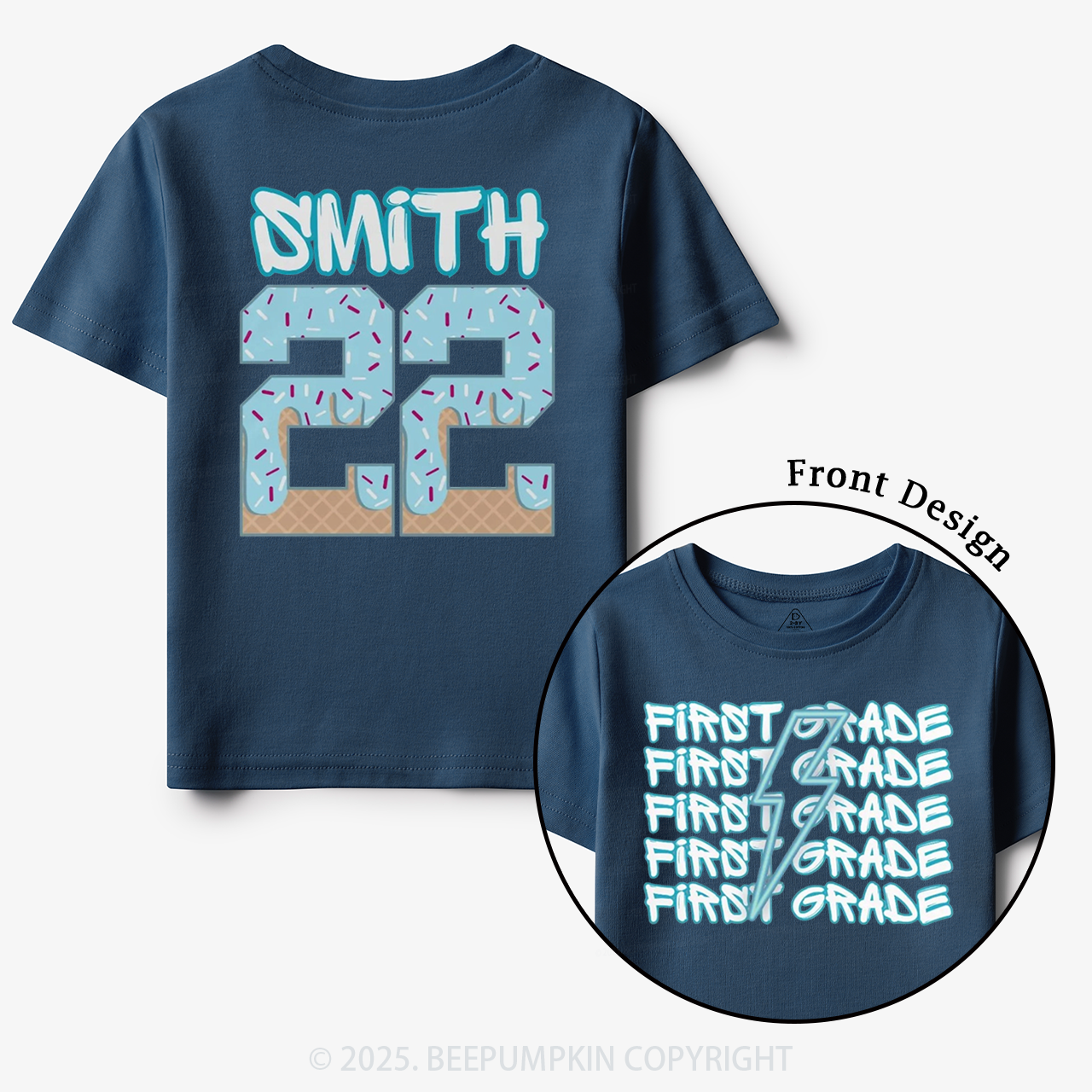 Personalized Blue Lightning Grade Toddler&Kid's Tees Beepumpkin