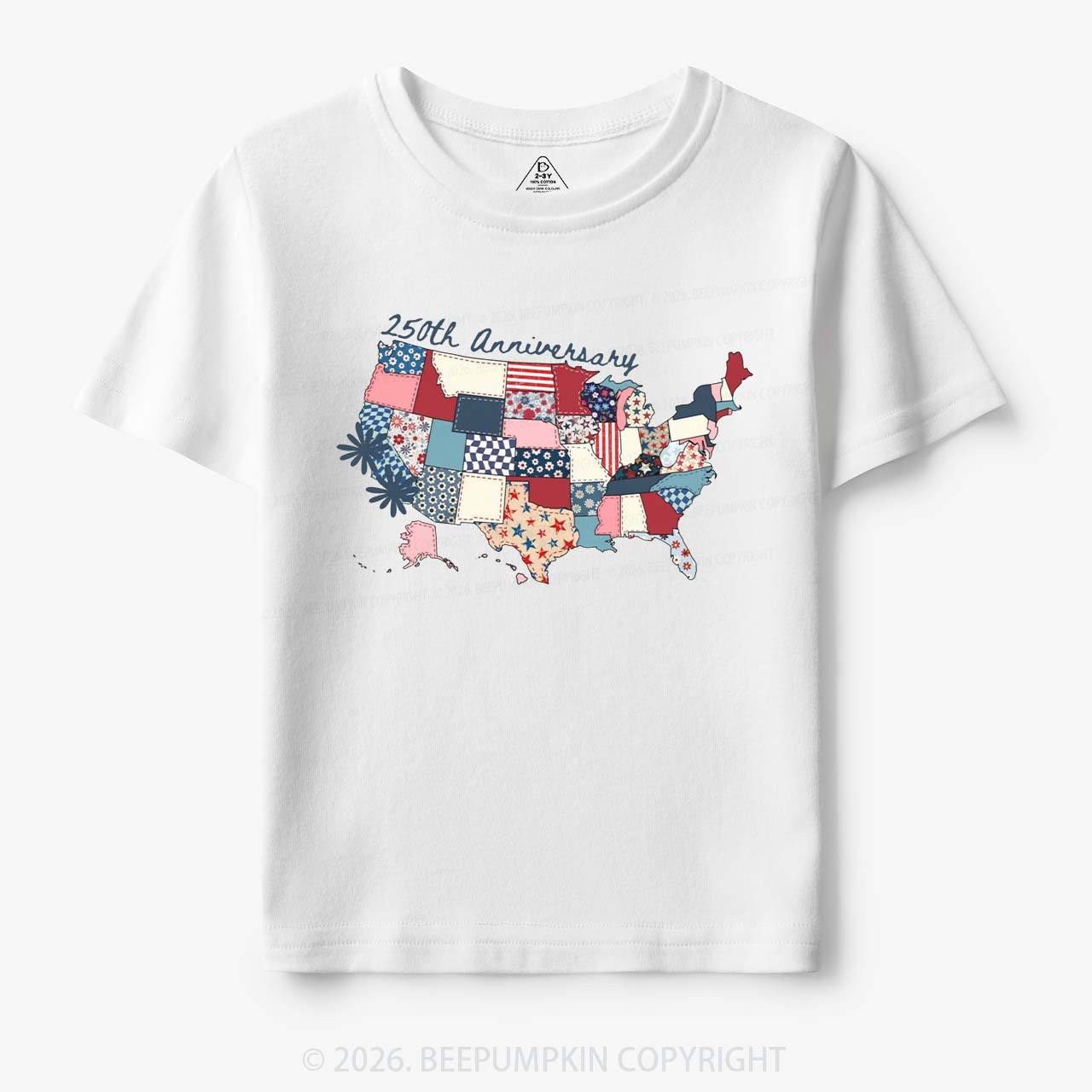 US 250 Years Patriotic Patchwork Toddler&Kid's Tees