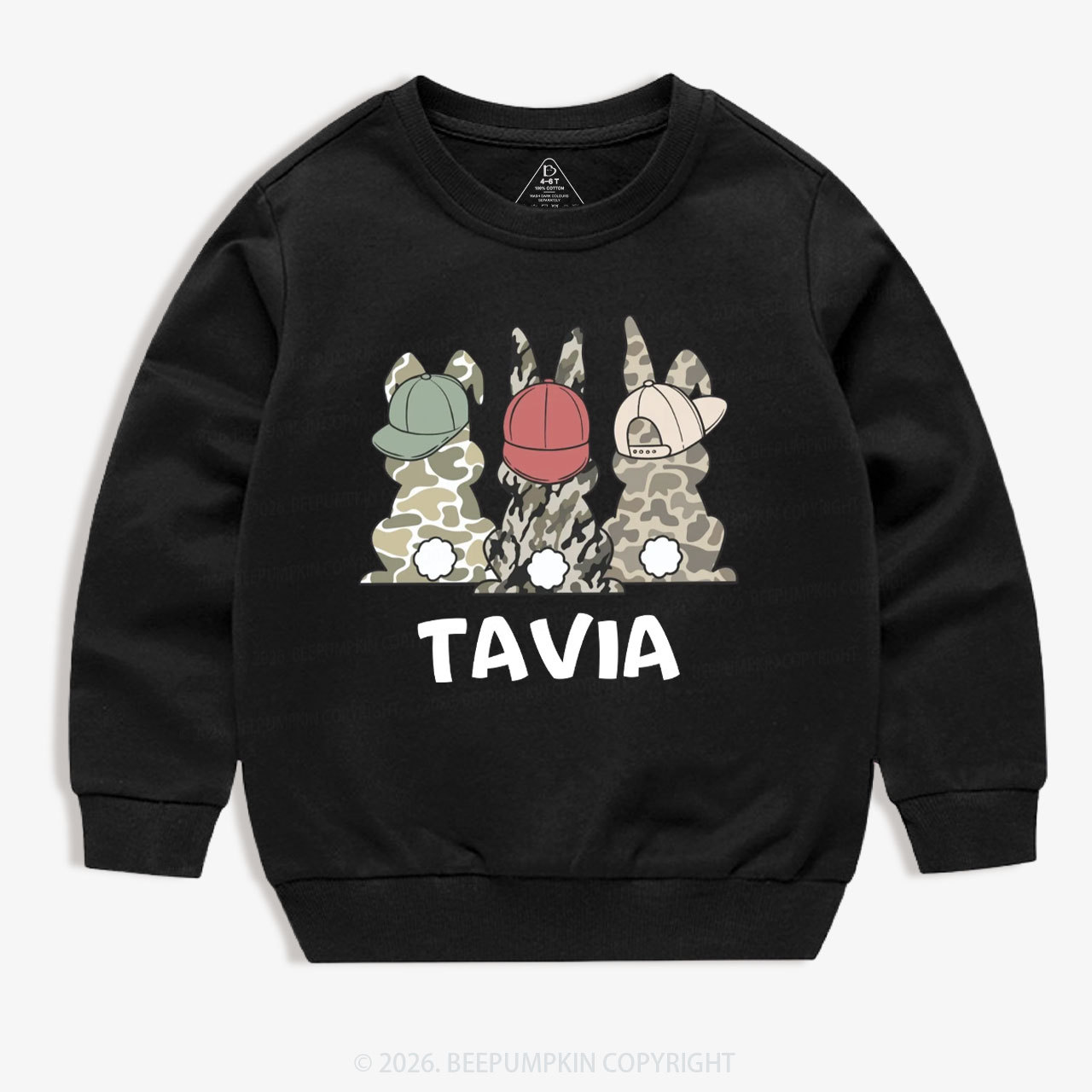 Personalized Camo Easter Bunny Kid's Sweatshirt