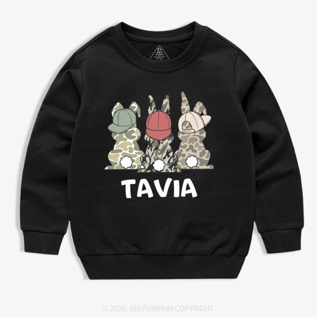 Personalized Camo Easter Bunny Kid's Sweatshirt