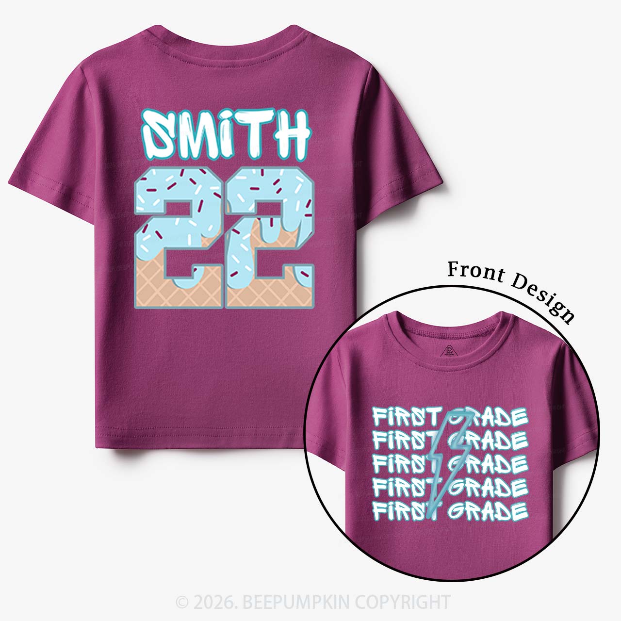 Personalized Blue Lightning Grade Toddler&Kid's Tees Beepumpkin