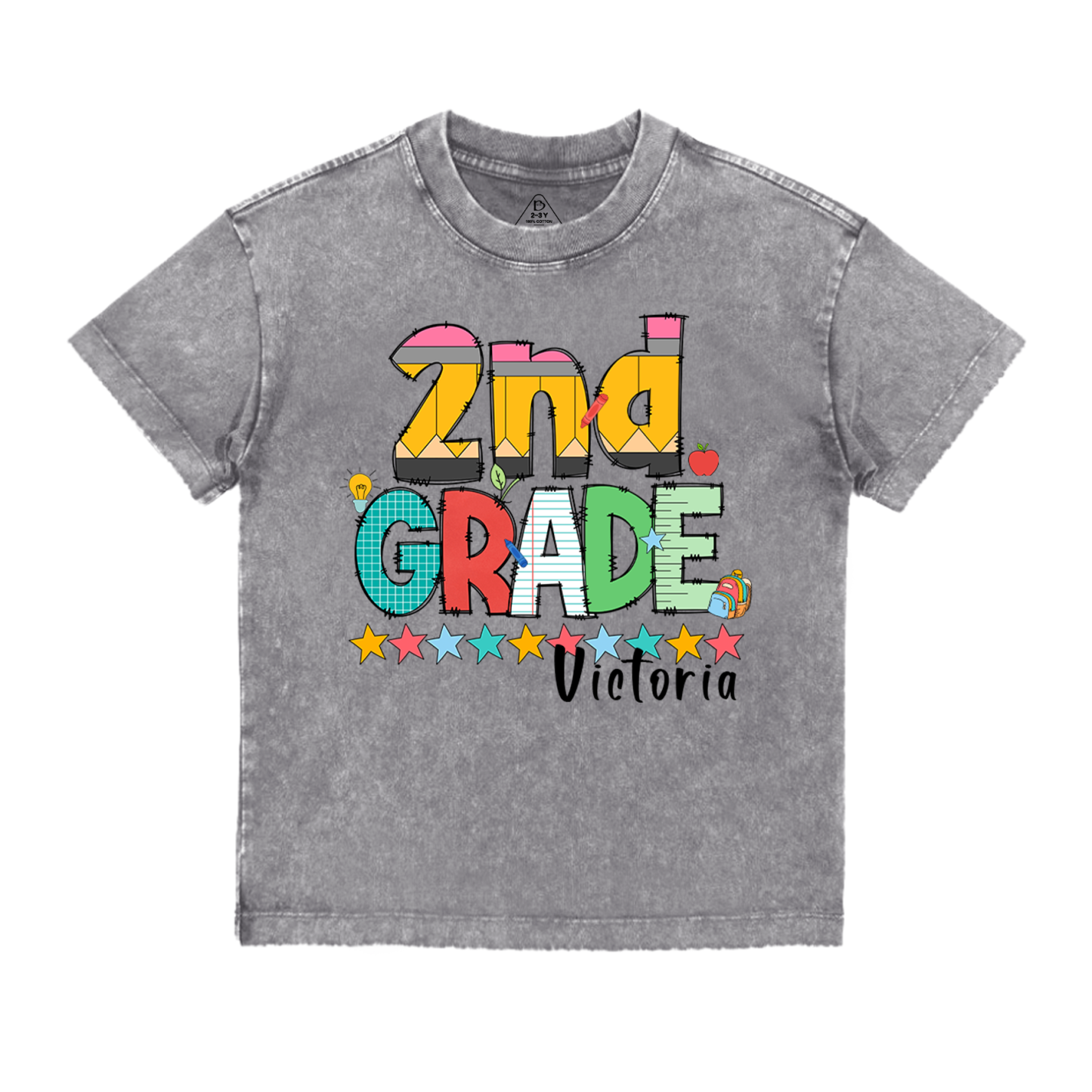 Personalized Pencil Letter Grade Toddler&Kids Washed Tees