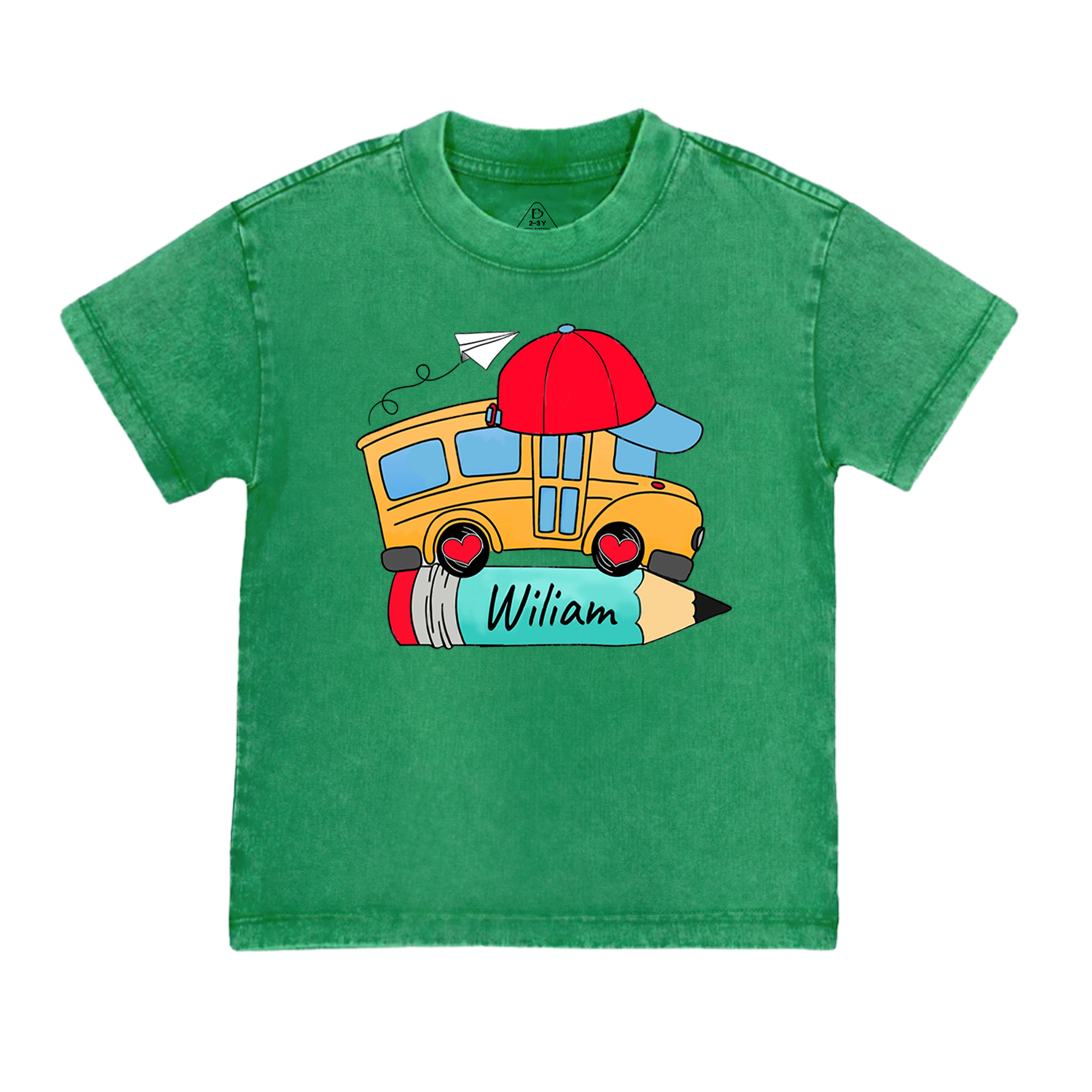 Personalized Bundle School Bus With Name Toddler&Kids Washed Tees