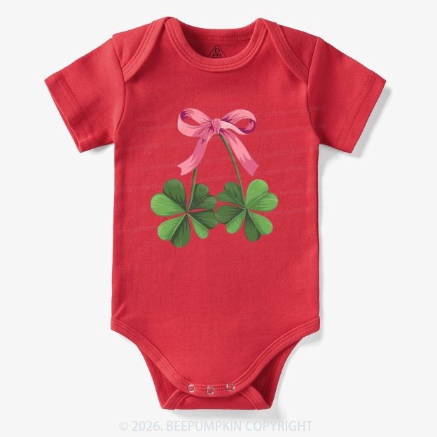 Lucky Shamrock Bow St Patrick's Day Bodysuit