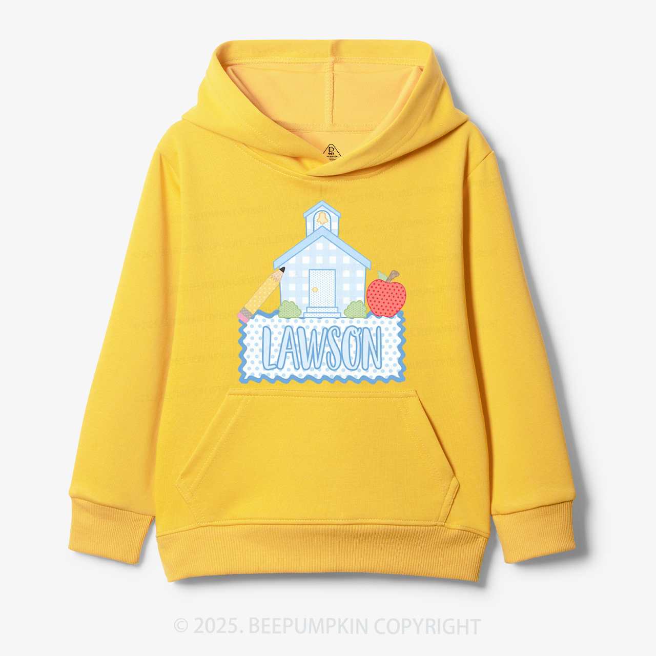 Personalized Blue Schoolhouse Kid's Hoodies Beepumpkin