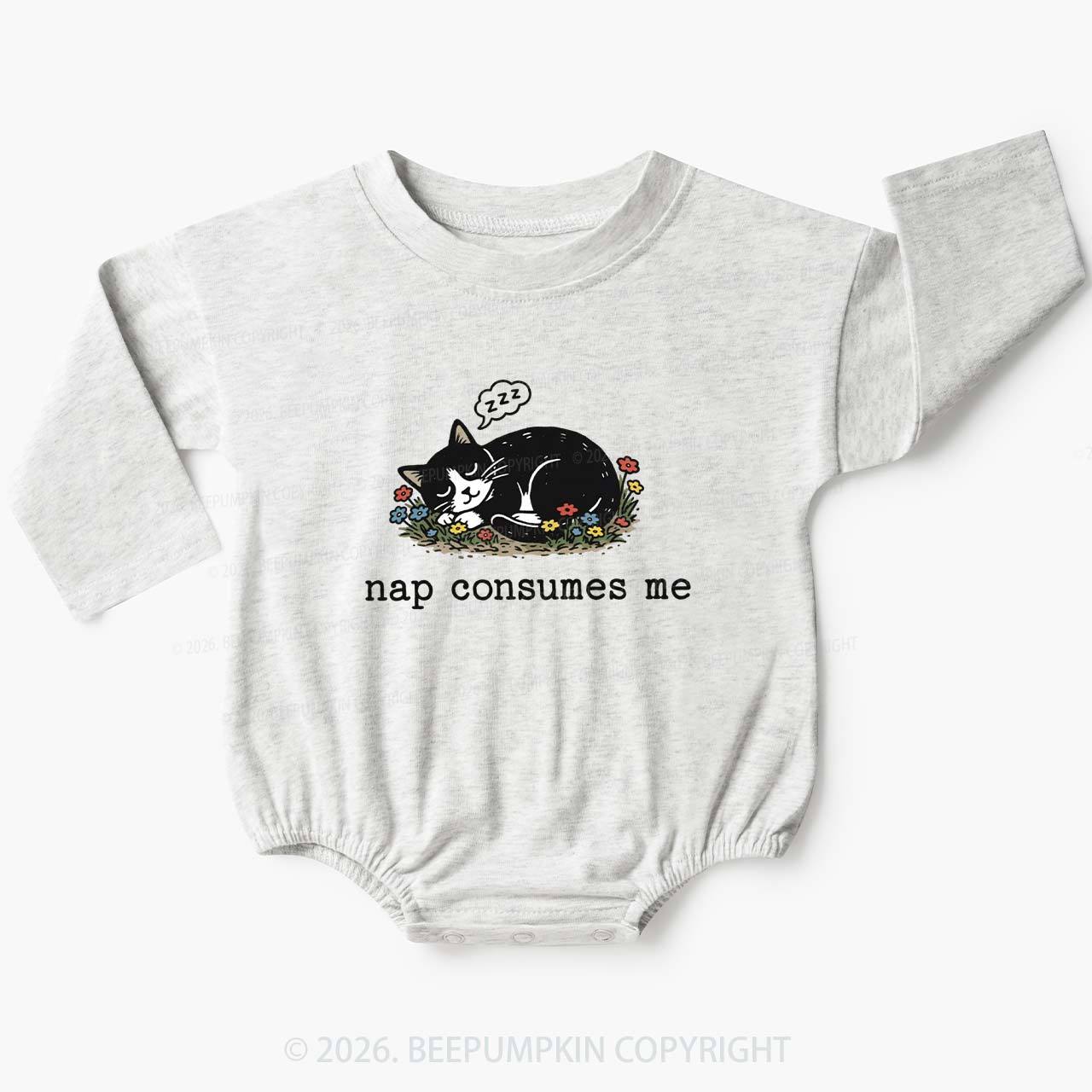 Funny Cat Meme Nap Consumes Me Baby Bubble Romper