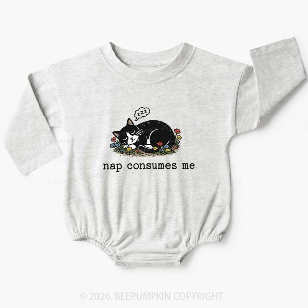 Funny Cat Meme Nap Consumes Me Baby Bubble Romper