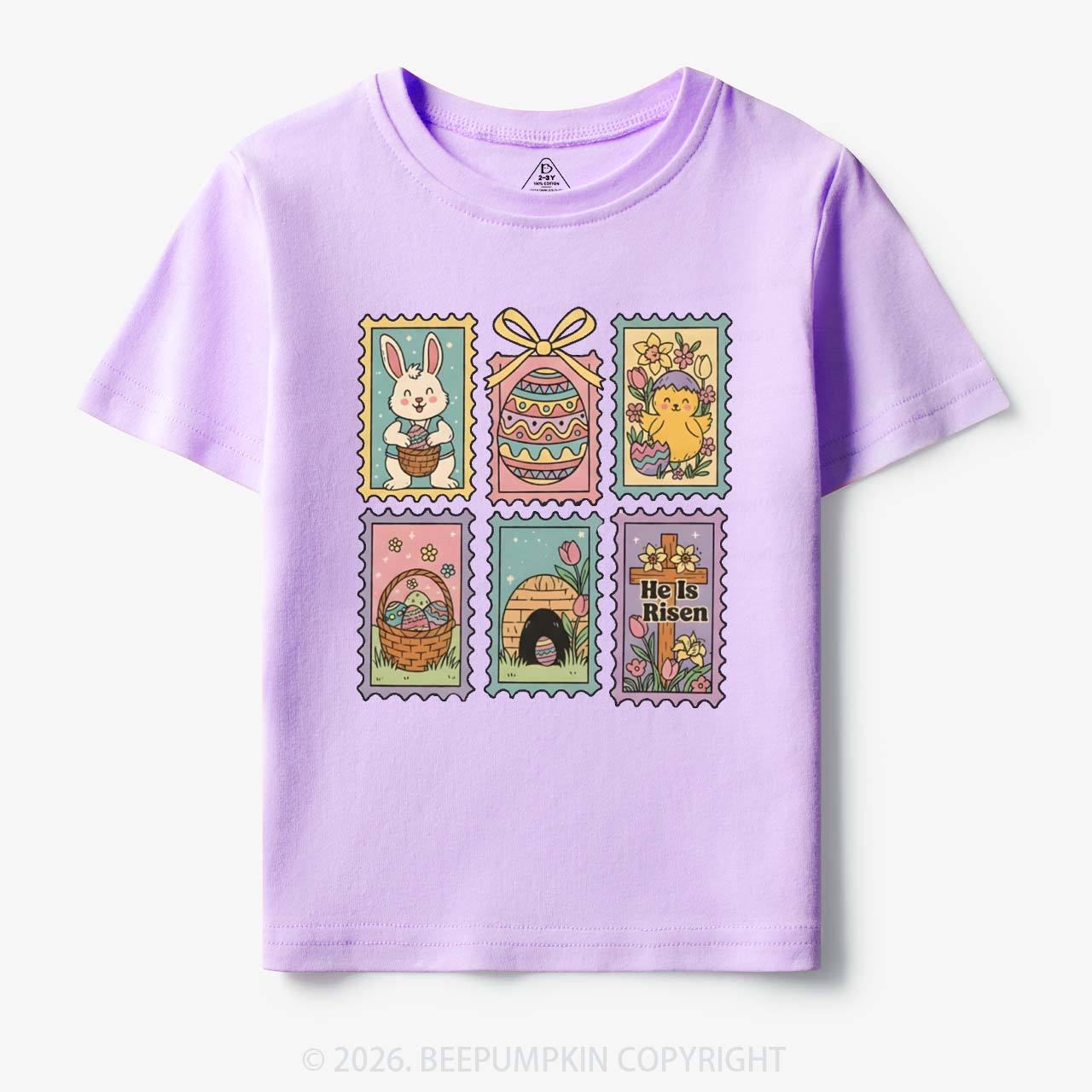 He Is Risen Easter Stamp Toddler&Kid's Tees