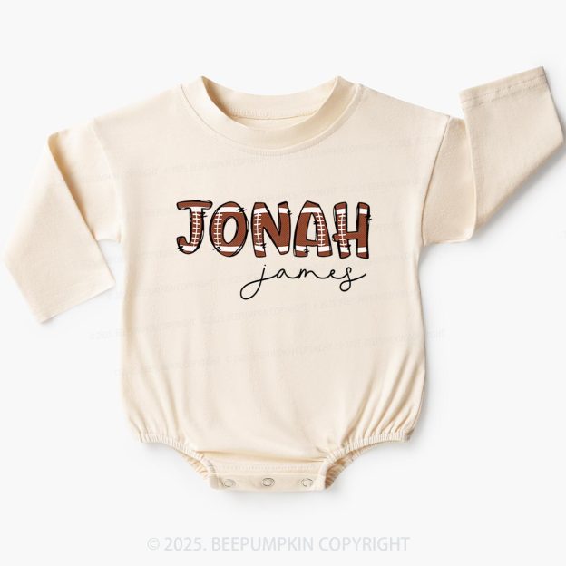 Personalized Football Name Baby Bubble Romper Beepumpkin