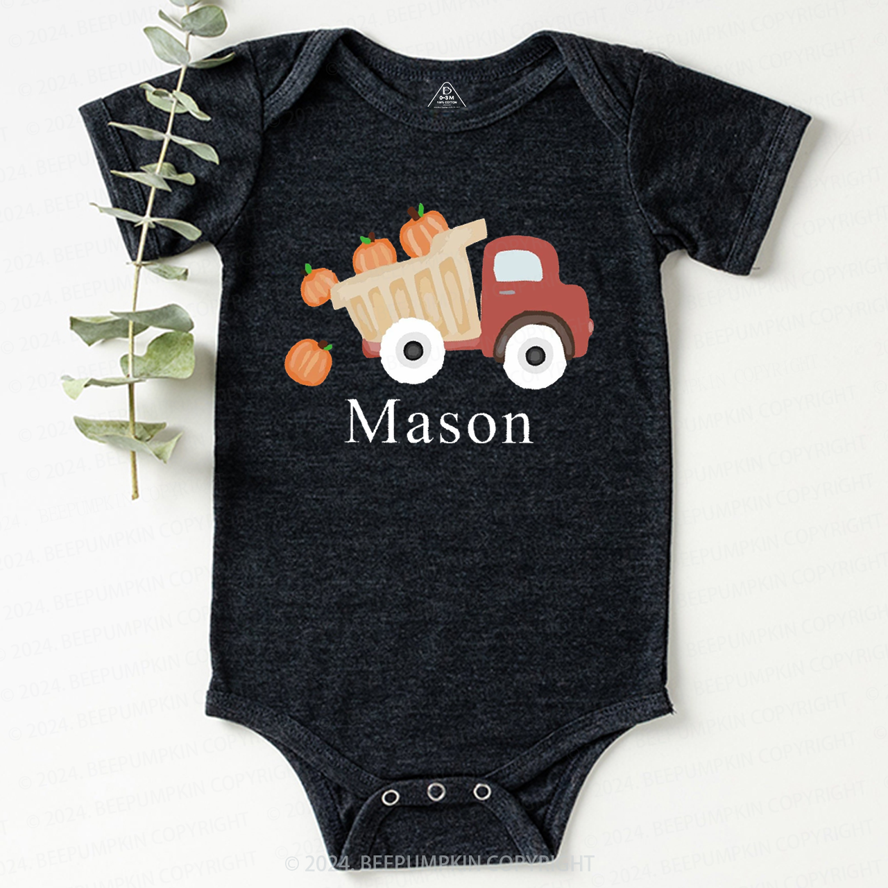 Personalized Pumpkin Truck Baby Bodysuits 