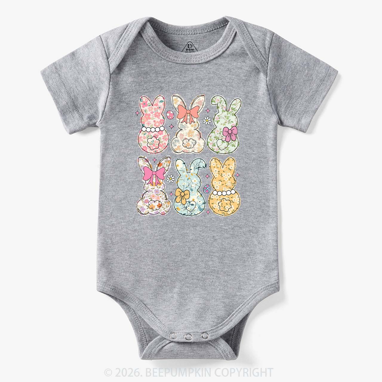 Vintage Spring Floral Bunny Bows Baby Bodysuit