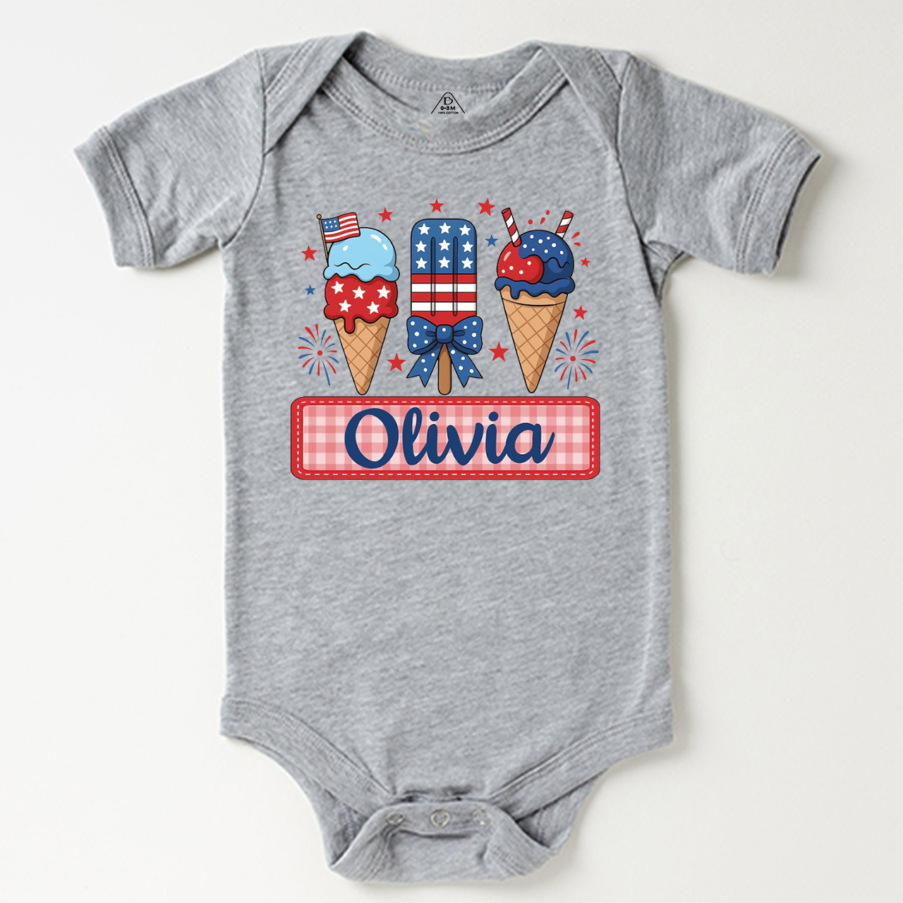 Personalized Name 4th Of July Bodysuit Beepumpkin