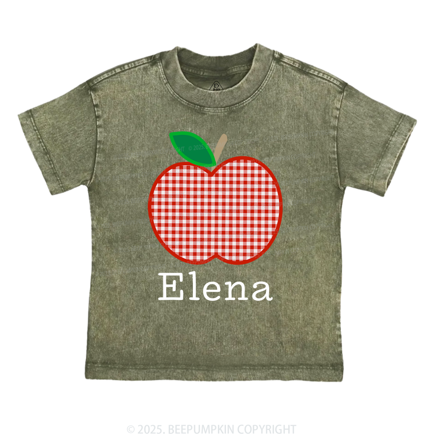 Personalized Red Apple Toddler&Kids Washed Tees