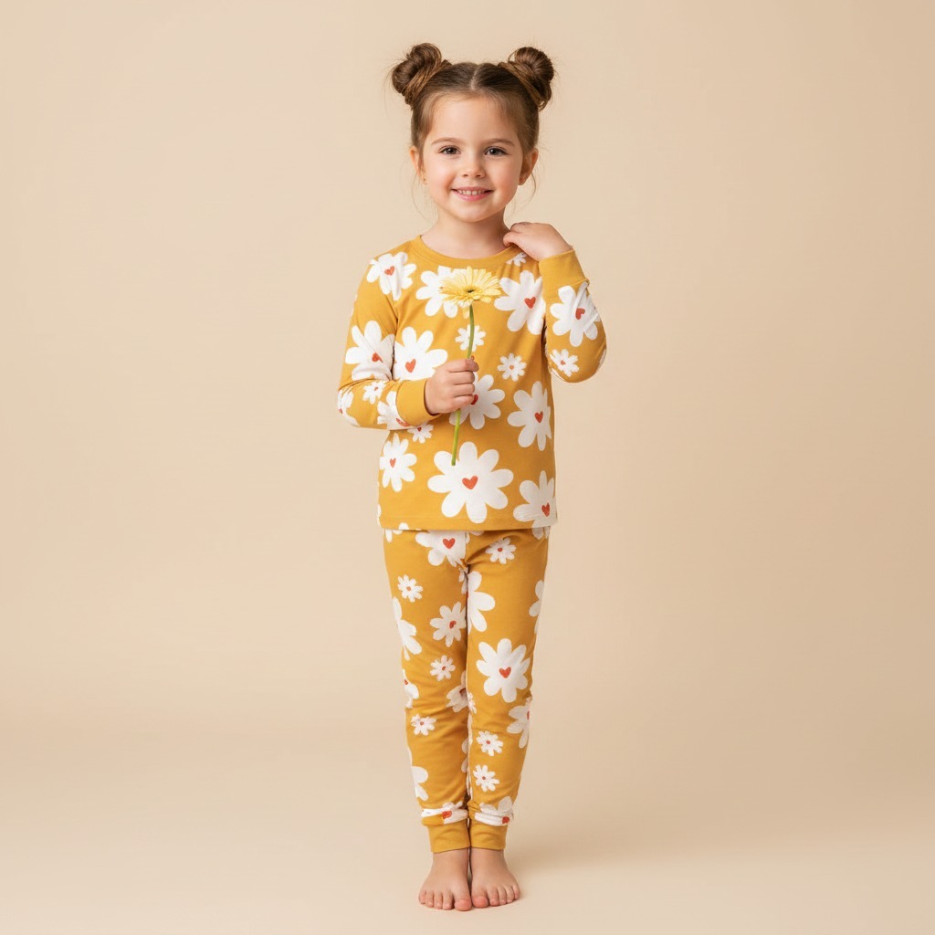 Sunny Daisy Two-Piece Pajama Set For Kids