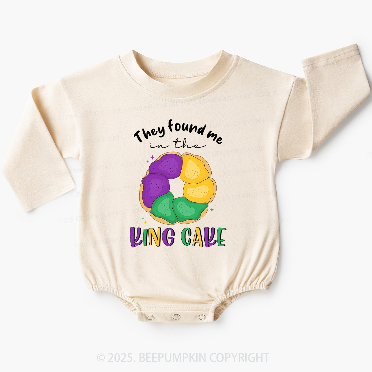 They Found Me In The King Cake Baby Bubble Romper Beepumpkin