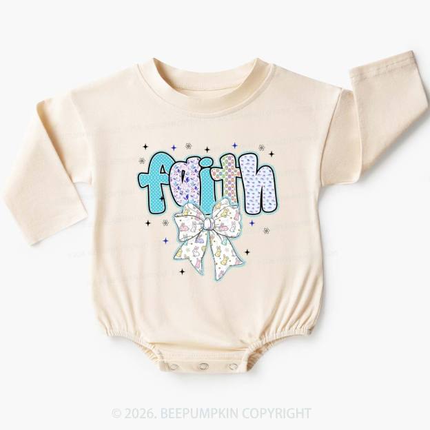 Blooming Faith Bunny Bow Baby Bubble Romper