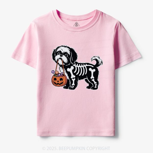 Halloween Skeleton Dog Toddler&Kid's Tees Beepumpkin