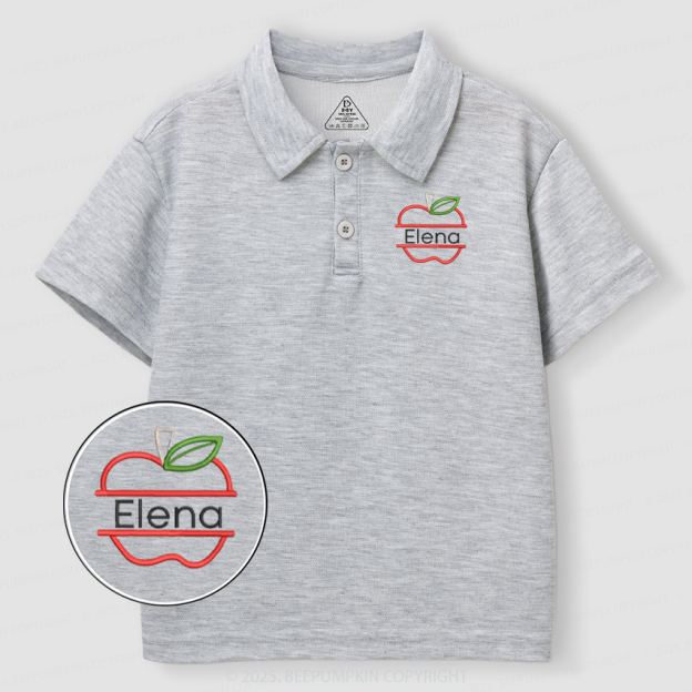 Embroidery Personalized Red Name Toddler&Kid's Polo Shirt Beepumpkin