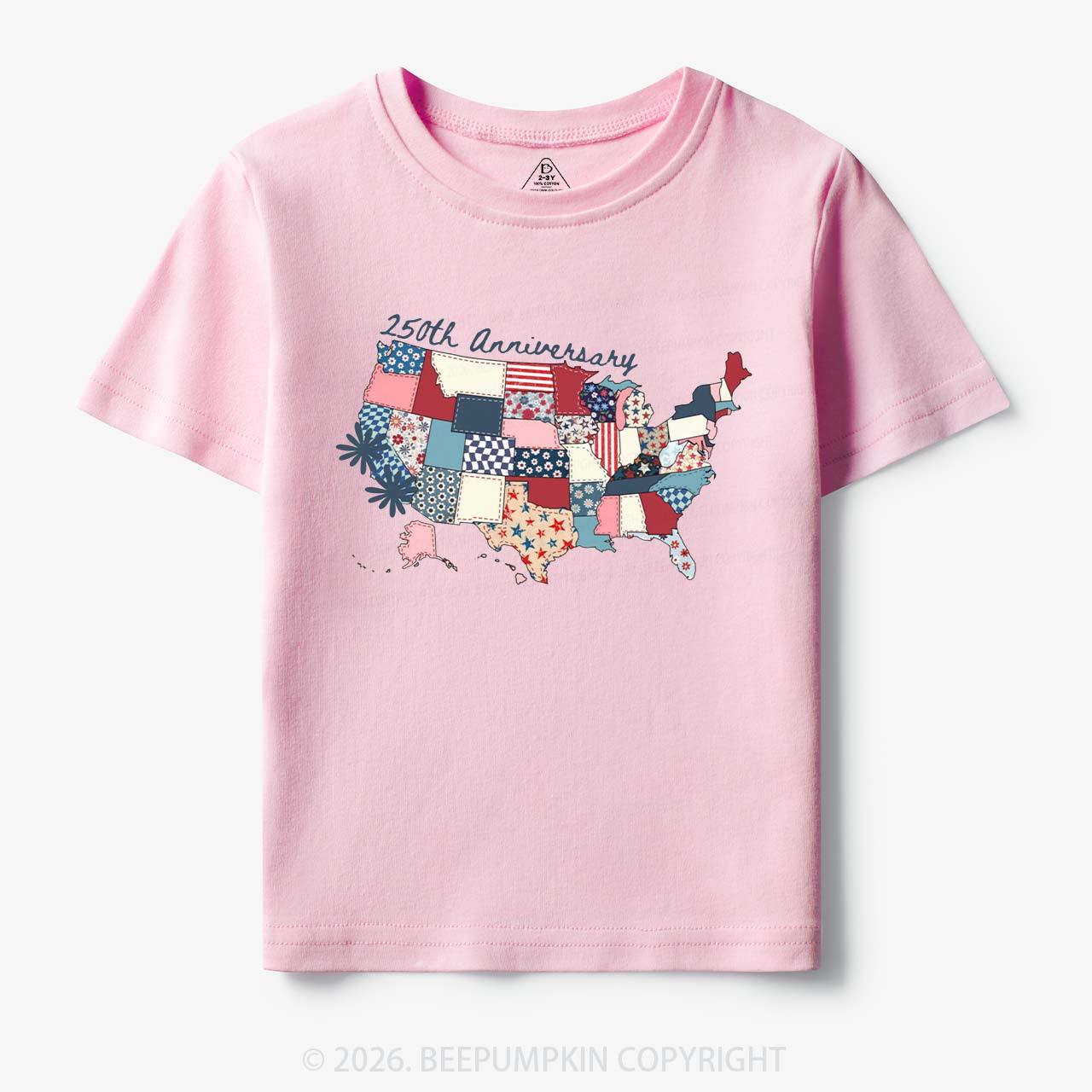 US 250 Years Patriotic Patchwork Toddler&Kid's Tees