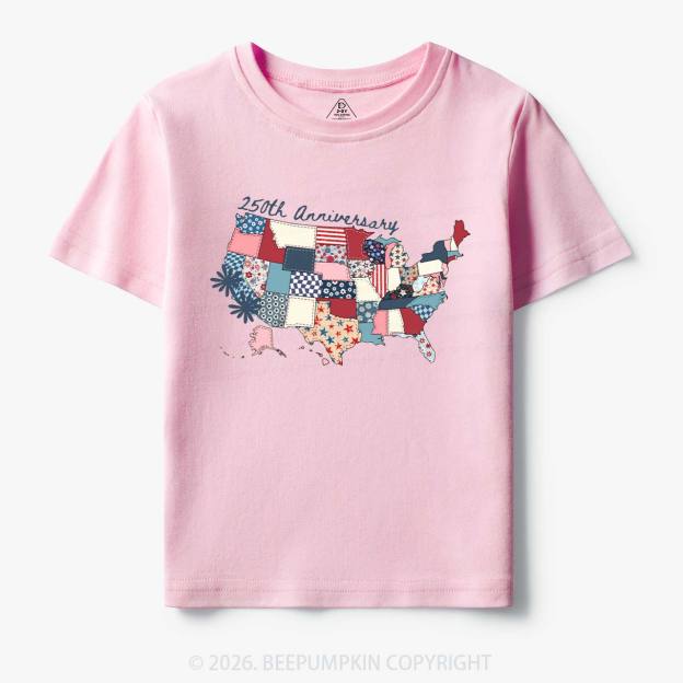 US 250 Years Patriotic Patchwork Toddler&Kid's Tees