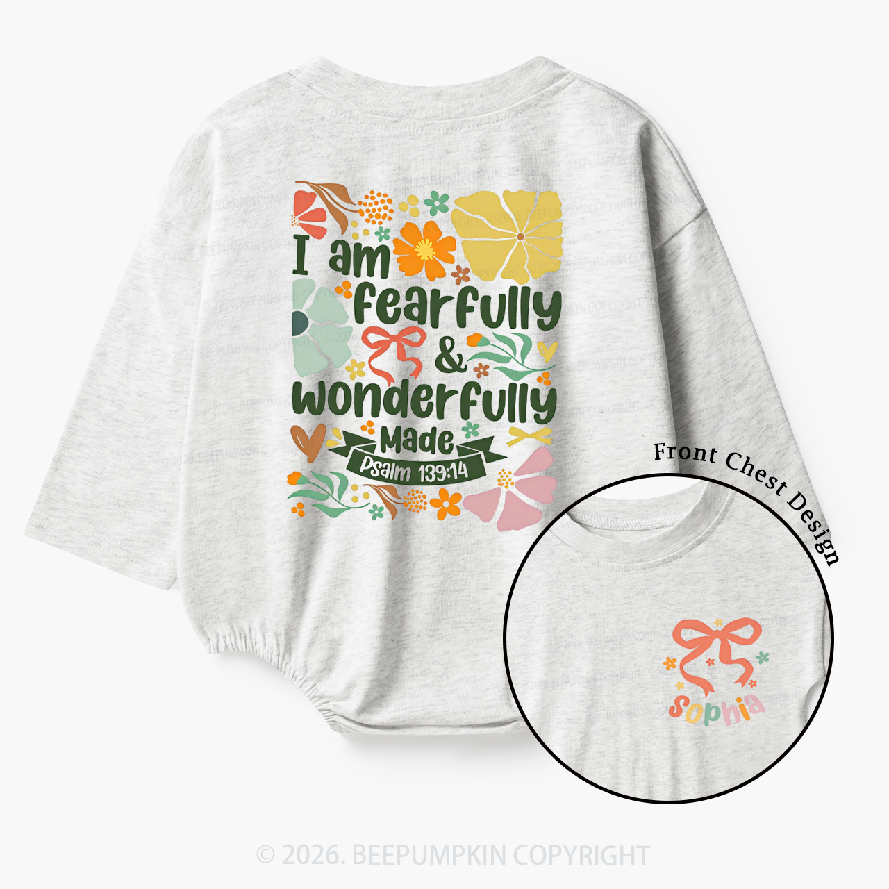 Personalized Name Fearfully And Wonderfully Baby Bubble Romper