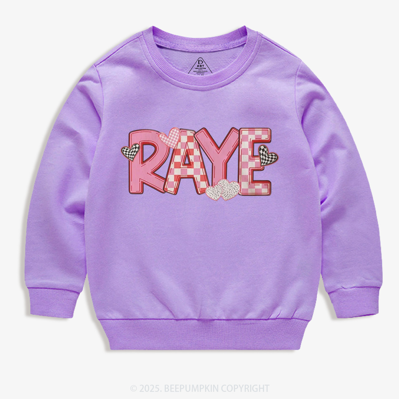 Personalized Heart Check Name Valentine's Day Kid's Sweatshirt