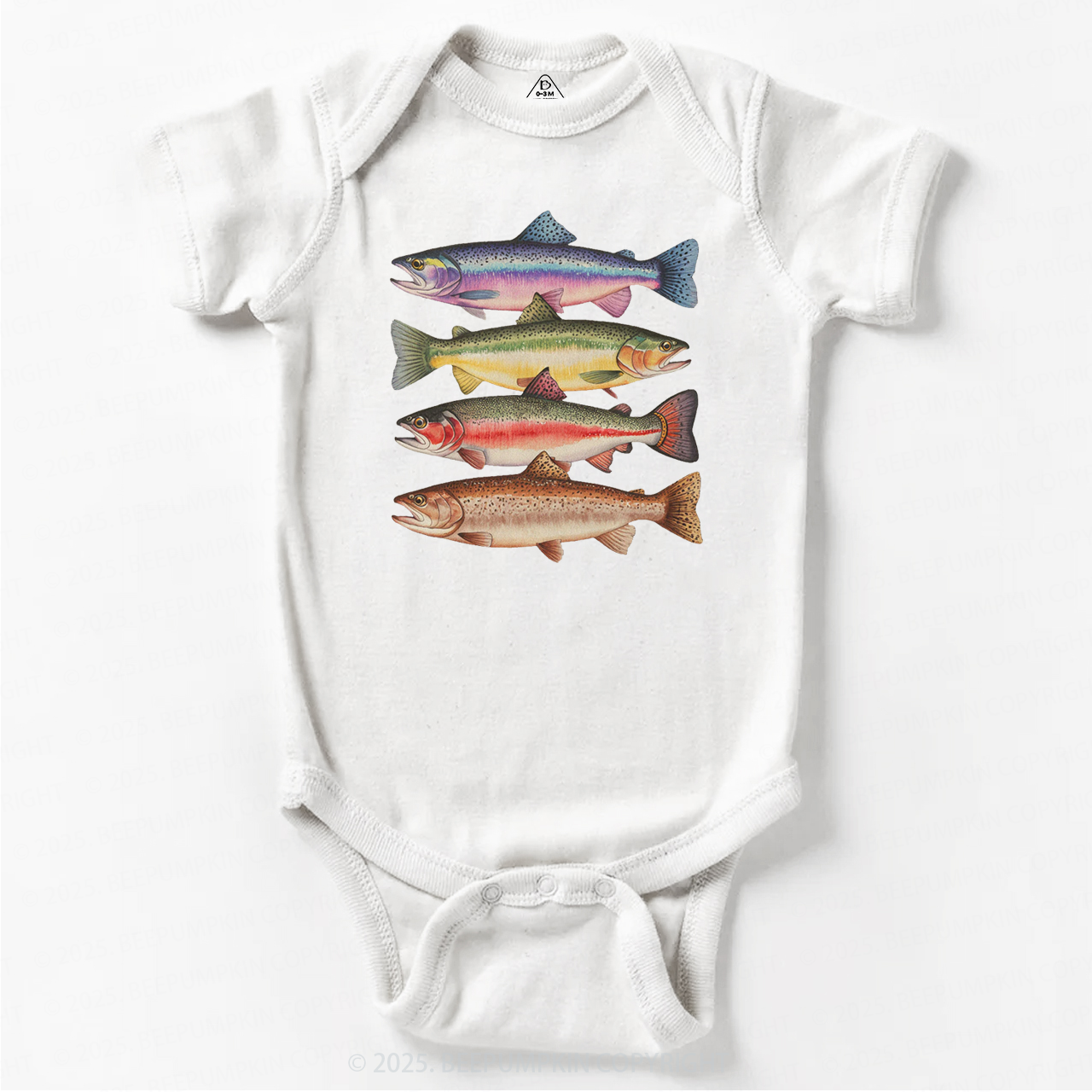 Abstract Colorful Trout In A Row Bodysuit Beepumpkin