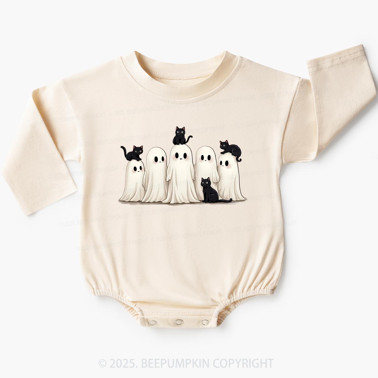 Halloween Black Cat & Ghost Baby Bubble Romper Beepumpkin