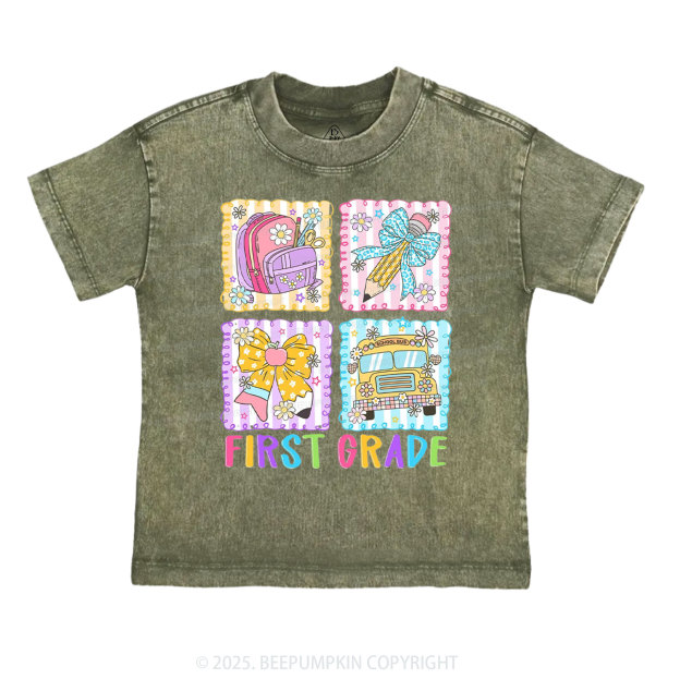 Learning Squares Toddler&Kids Washed Tees