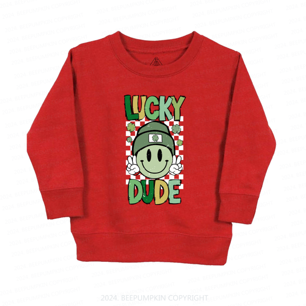 Retro Lucky Dude St.Patricks Day Kids Sweatshirt