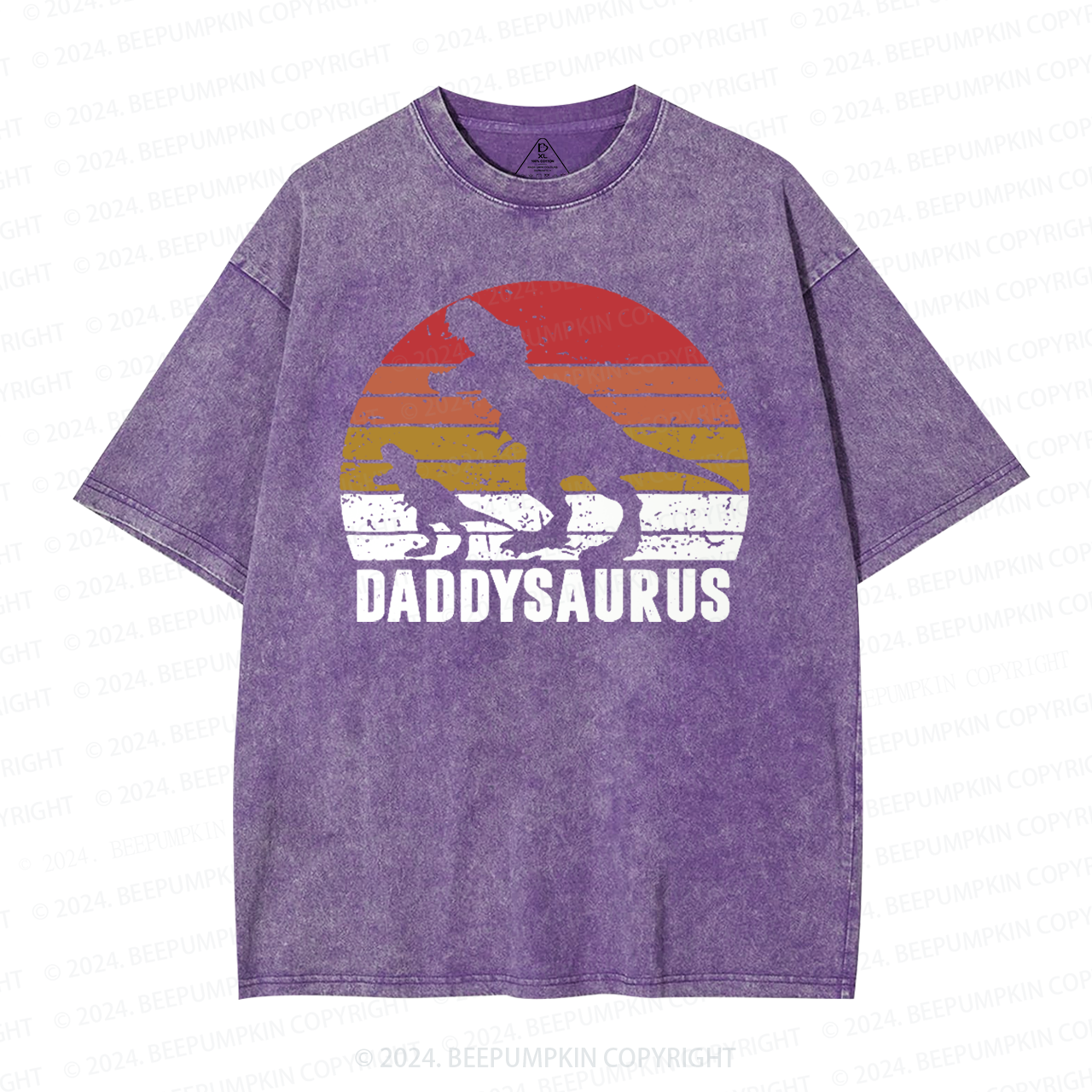Daddy Saurus Roaring Dinosaur Washed T-Shirts 