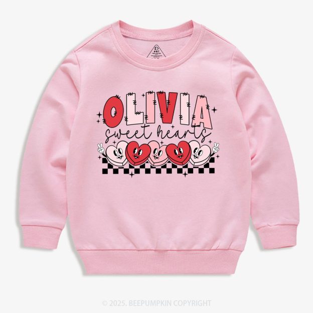 Personalized Pink Heart Smile Kid's Sweatshirt
