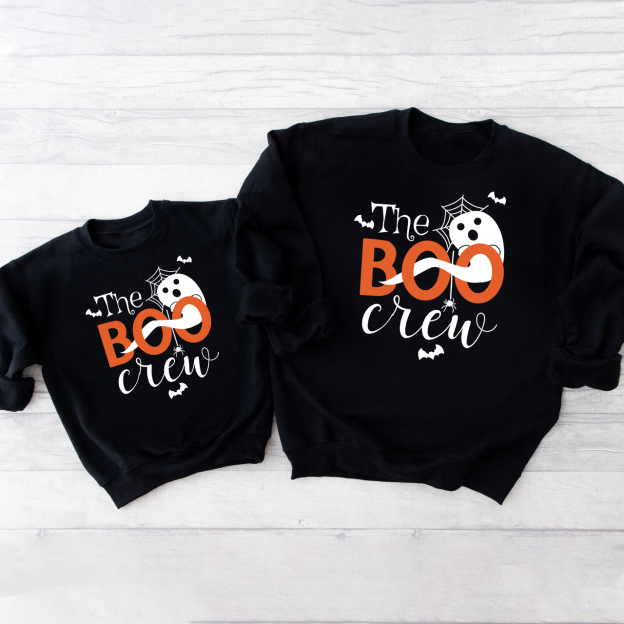 The Boo Crew Spider Web Halloween Family Party Matching Sweatshirts