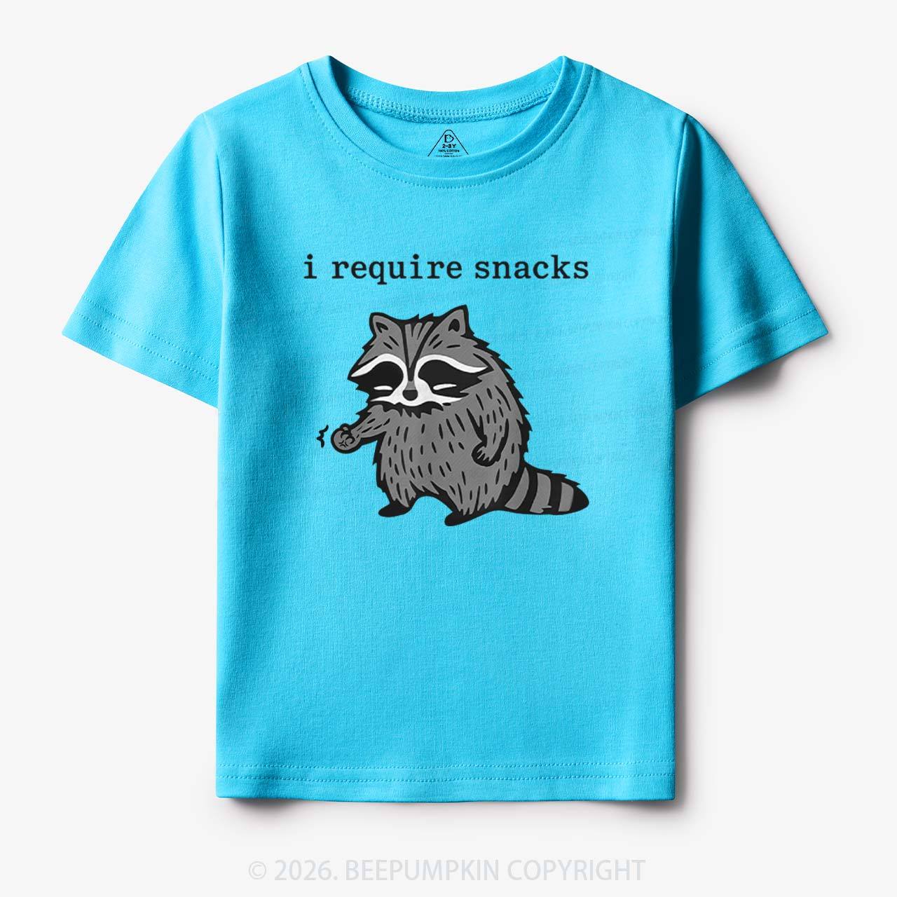 I Require Snacks Raccoon Toddler&Kid's Tees