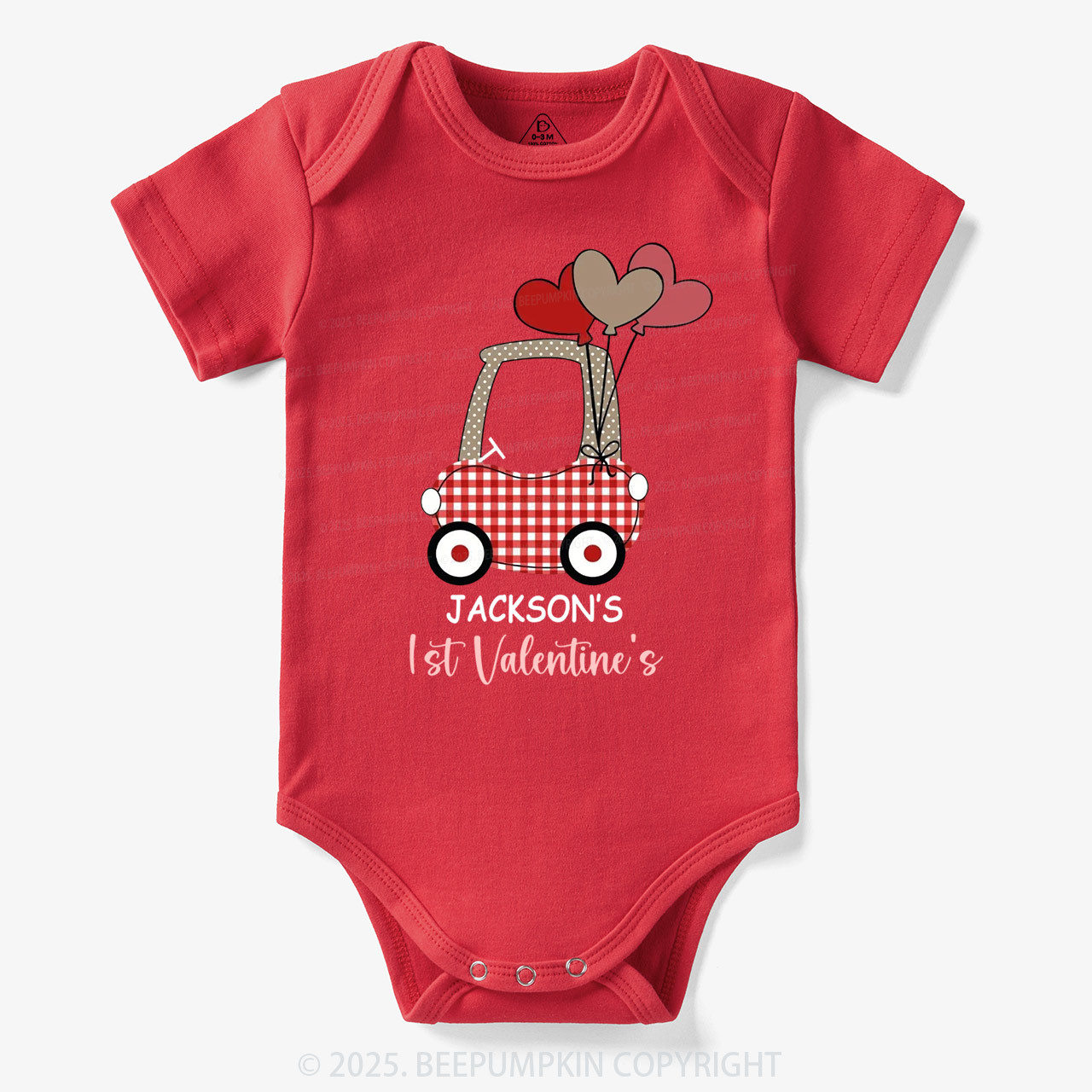 Personalized Car My First Valentine's Day Bodysuit Beepumpkin