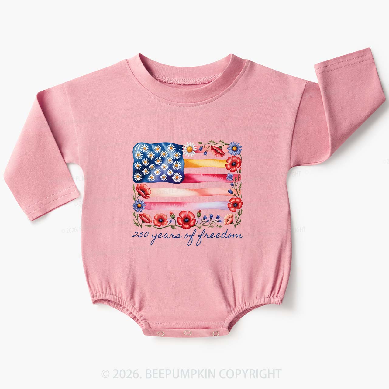 250 Years of Freedom Patriotic Baby Bubble Romper