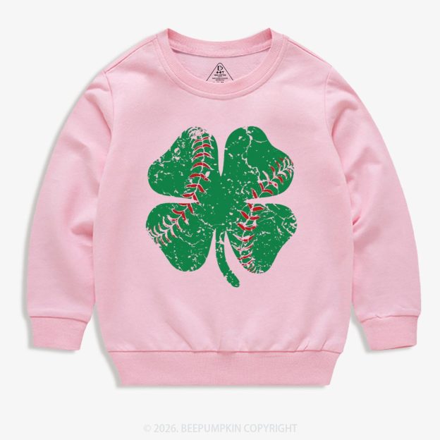 Baseball Shamrock St Patrick's Day Kid's Sweatshirt