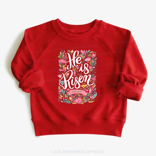 He is Risen Blooming Grace Easter Kid's Sweatshirt