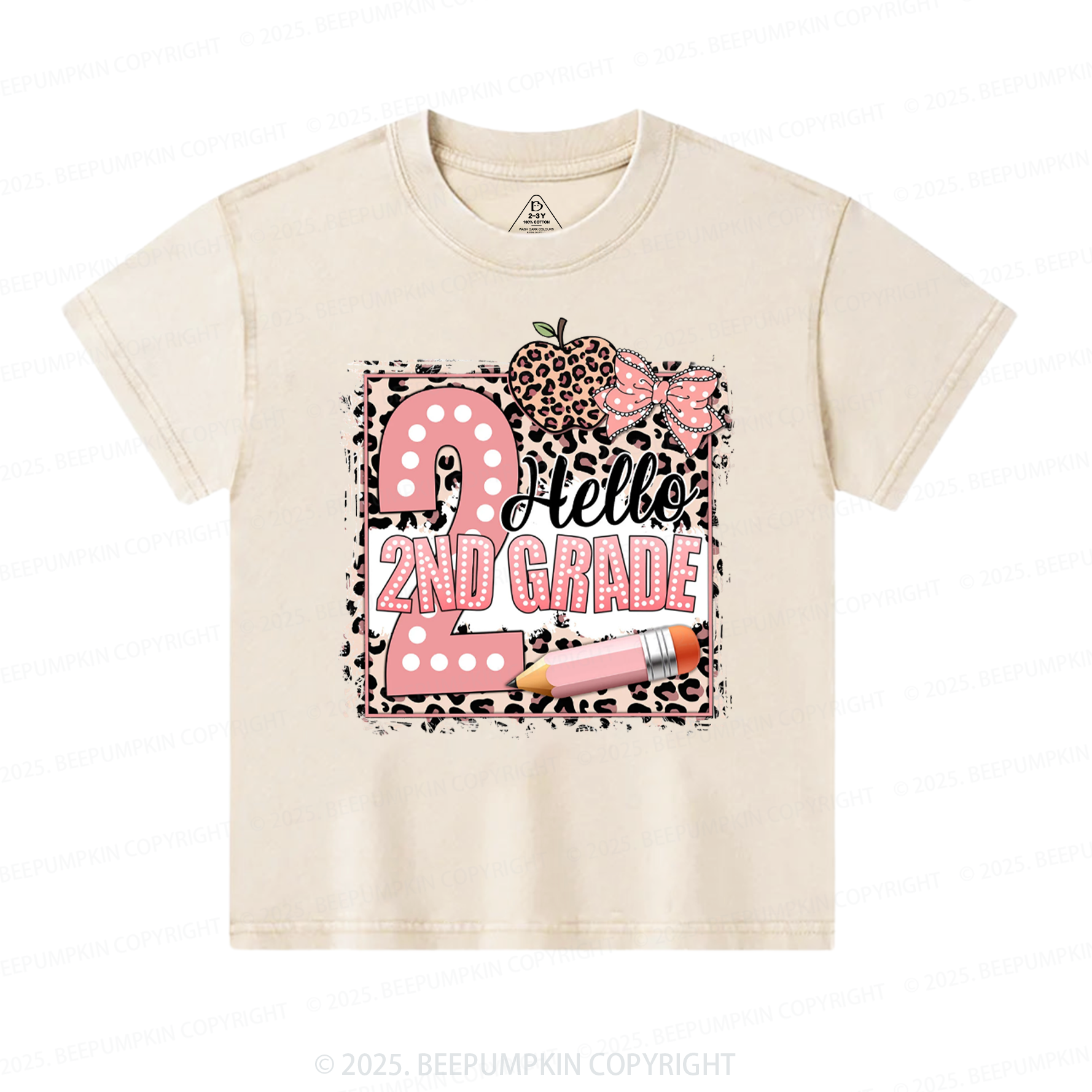 Personalized Leopard Grade Back To School Toddler&Kids Washed Tees